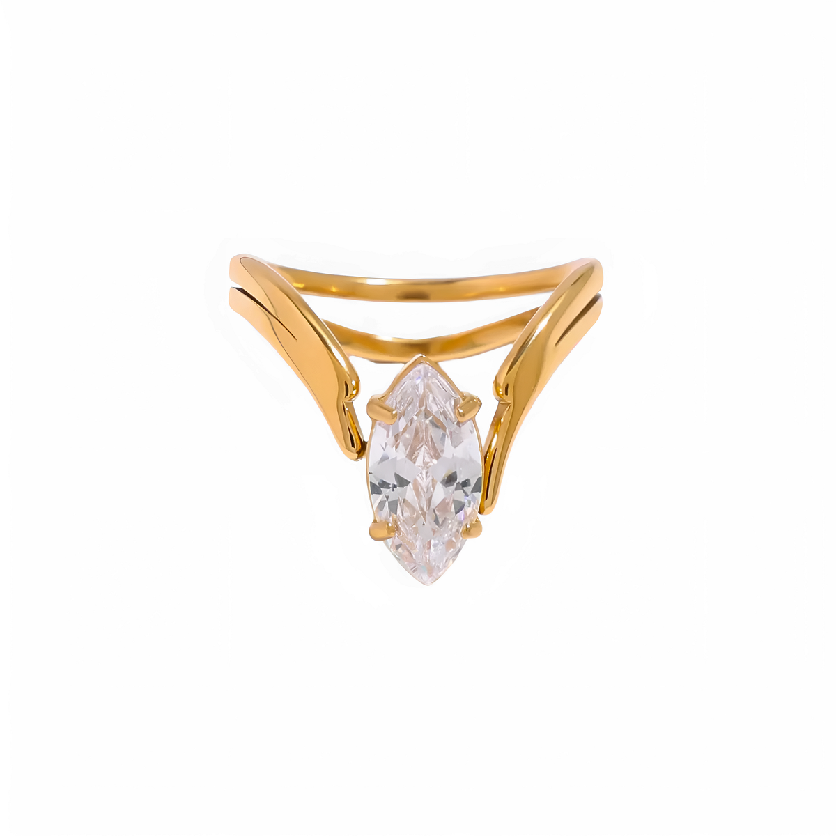 Anillo Amara en acero inoxidable baño oro 18k
