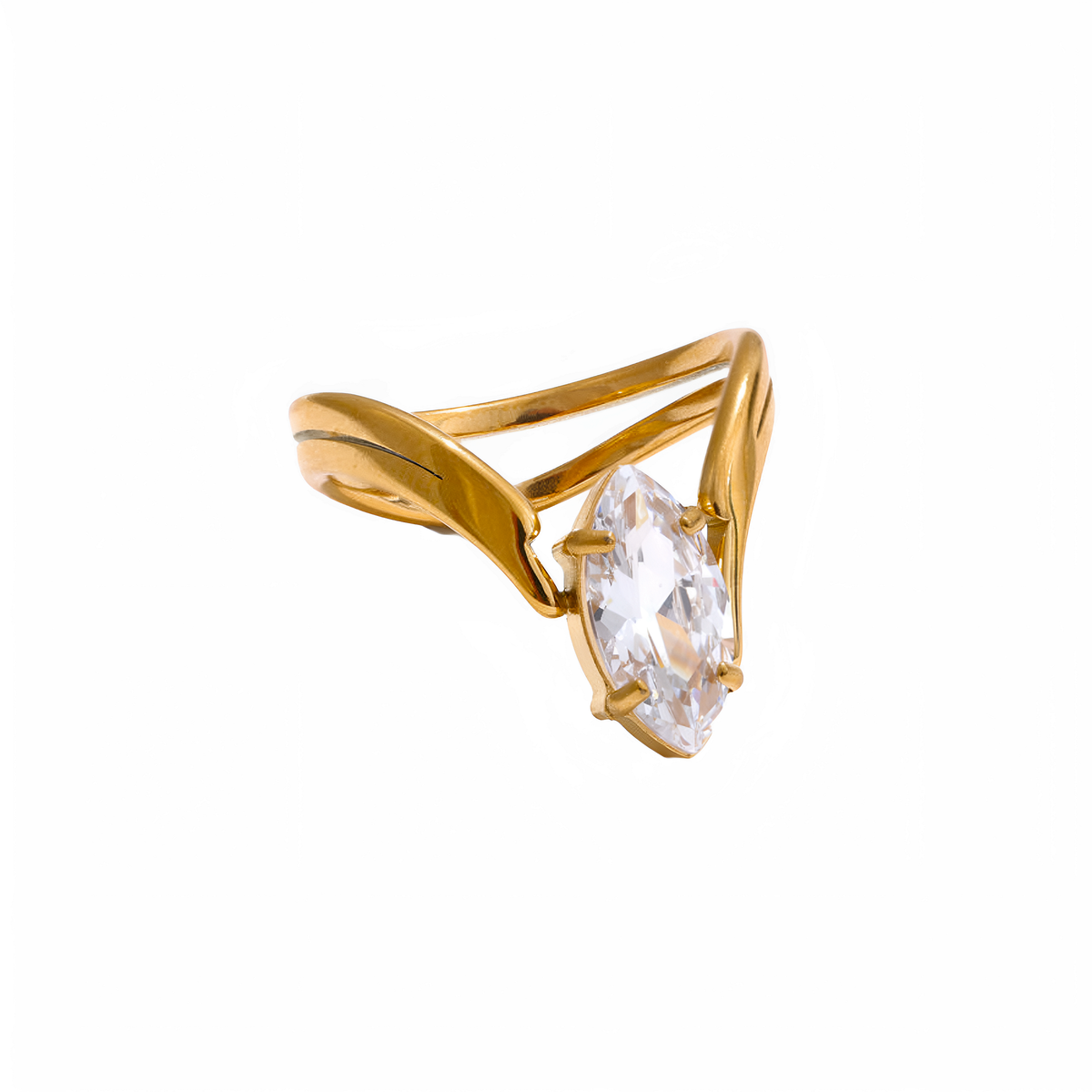 Anillo Amara en acero inoxidable baño oro 18k