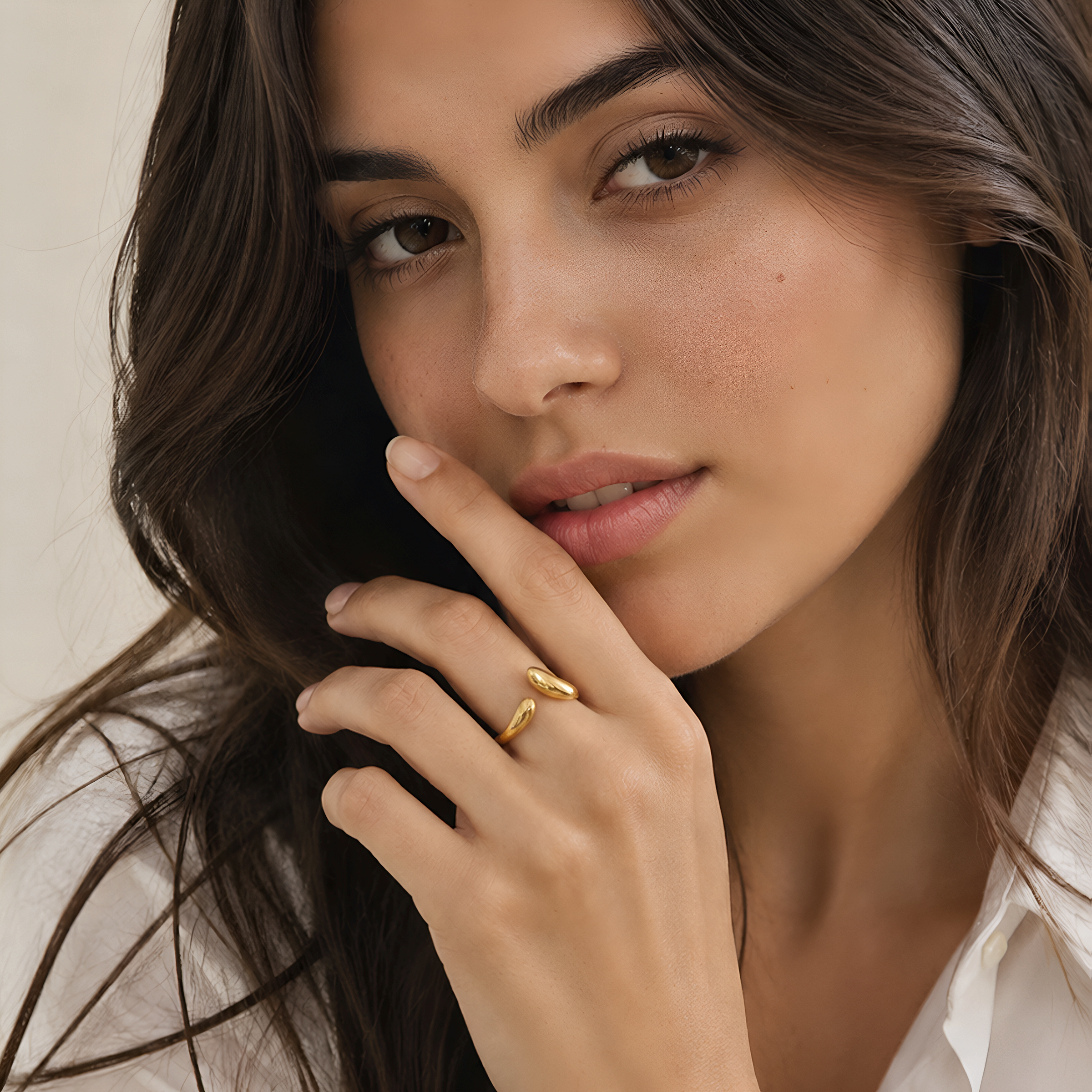 Anillo ajustable acero inoxidable baño oro 18k