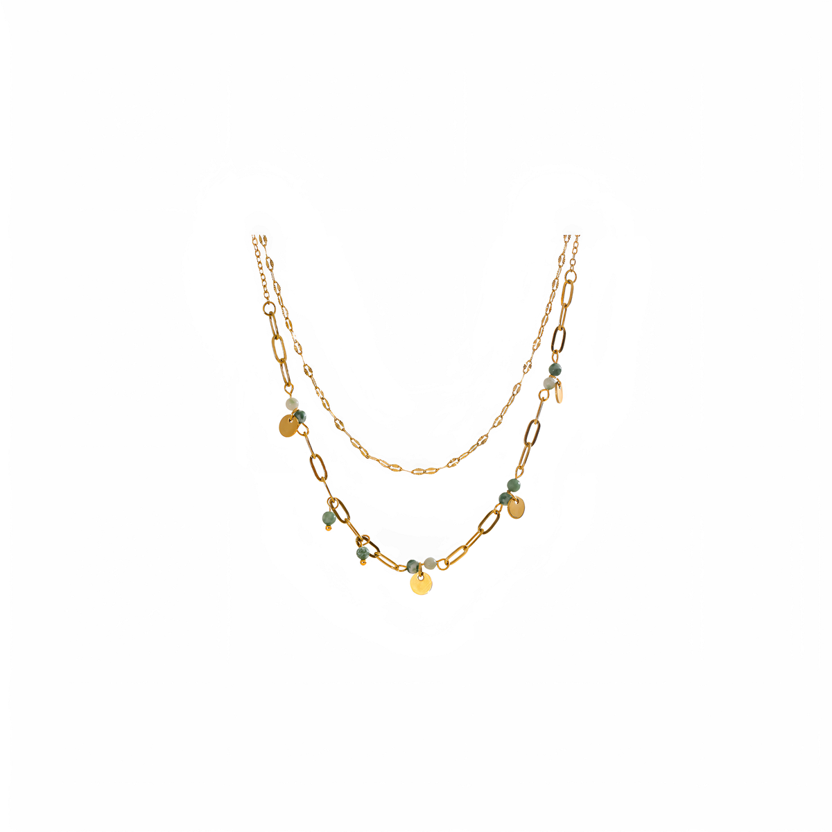 Collar dorado Aural con piedra natural en acero inoxidable oro 18k