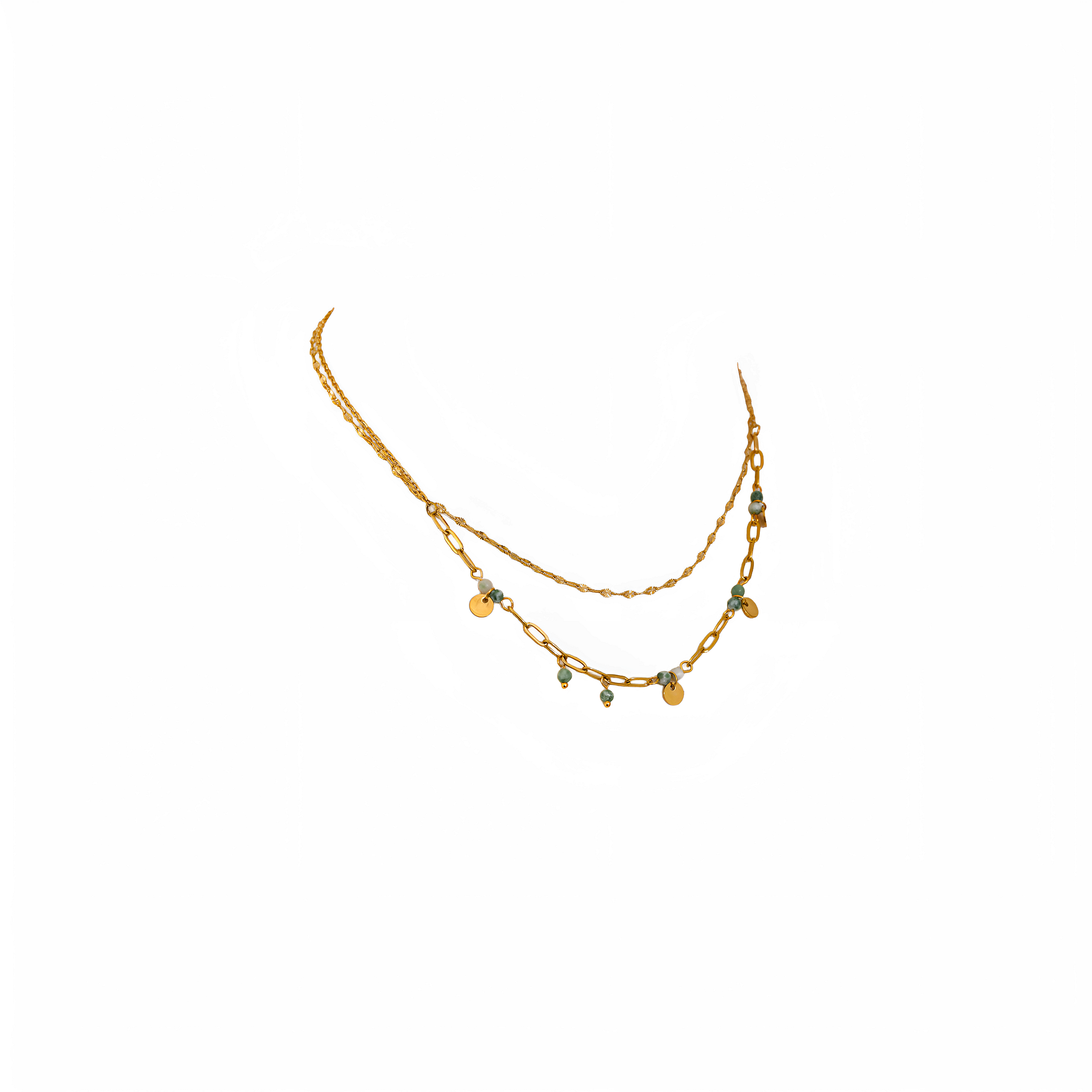 Collar dorado Aural con piedra natural en acero inoxidable oro 18k