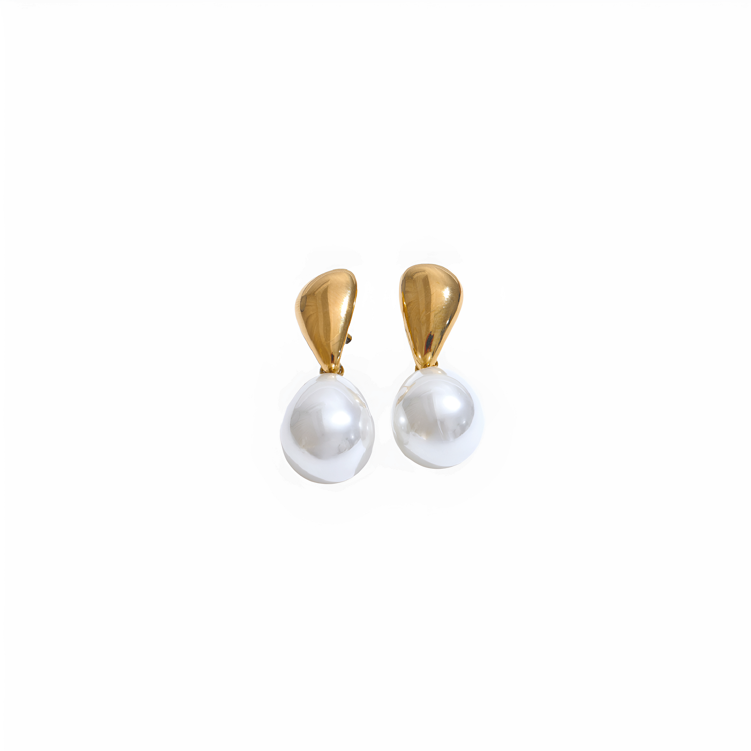 Pendientes dorados Bahía con perla de imitación en acero inoxidable