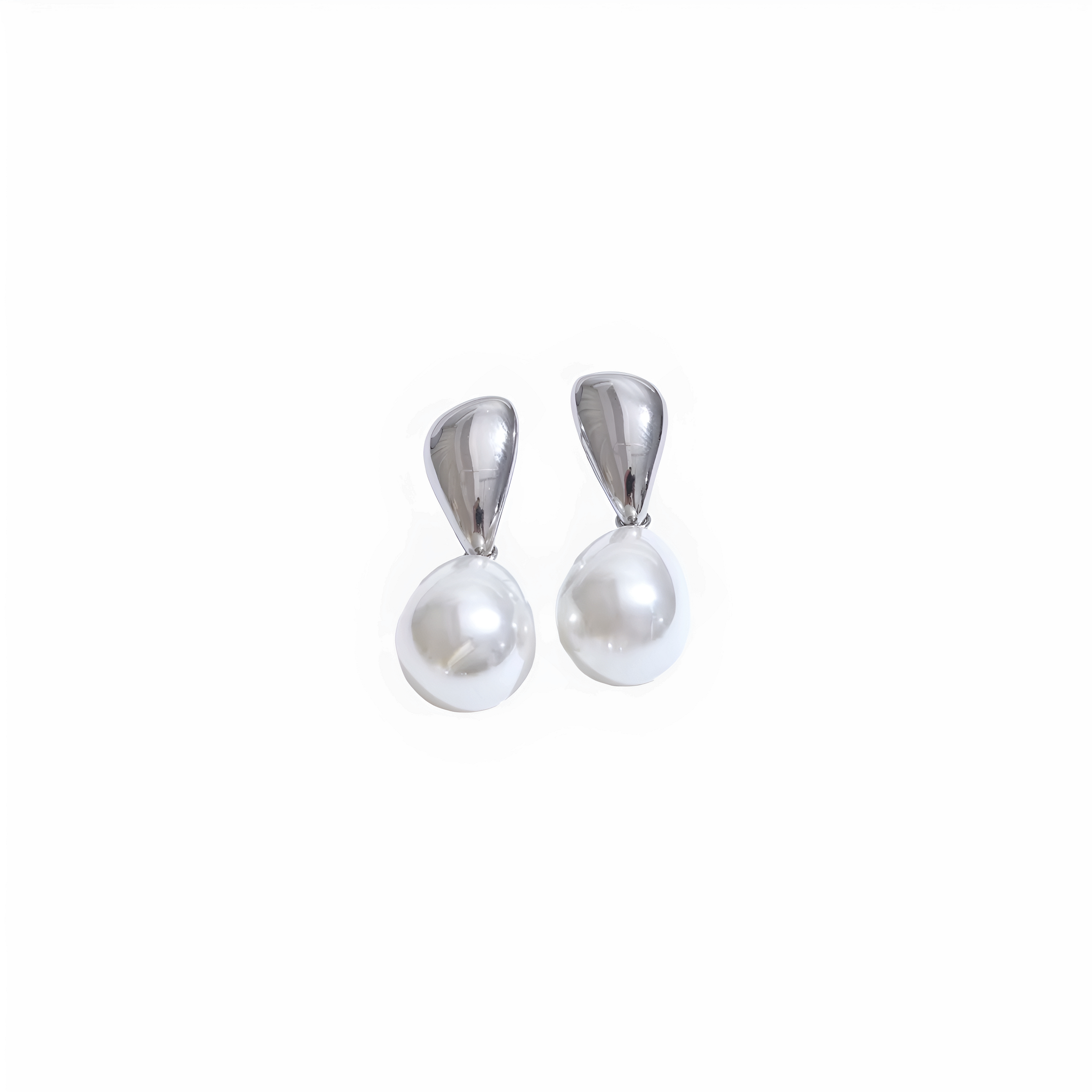 Pendientes dorados Bahía con perla de imitación en acero inoxidable