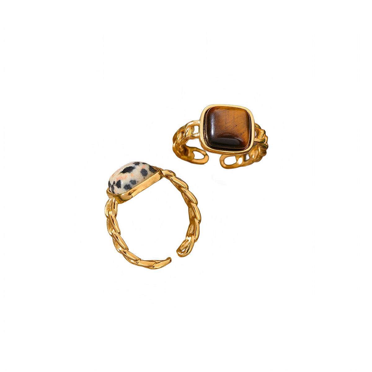 Anillo dorado Caliza con piedra natural