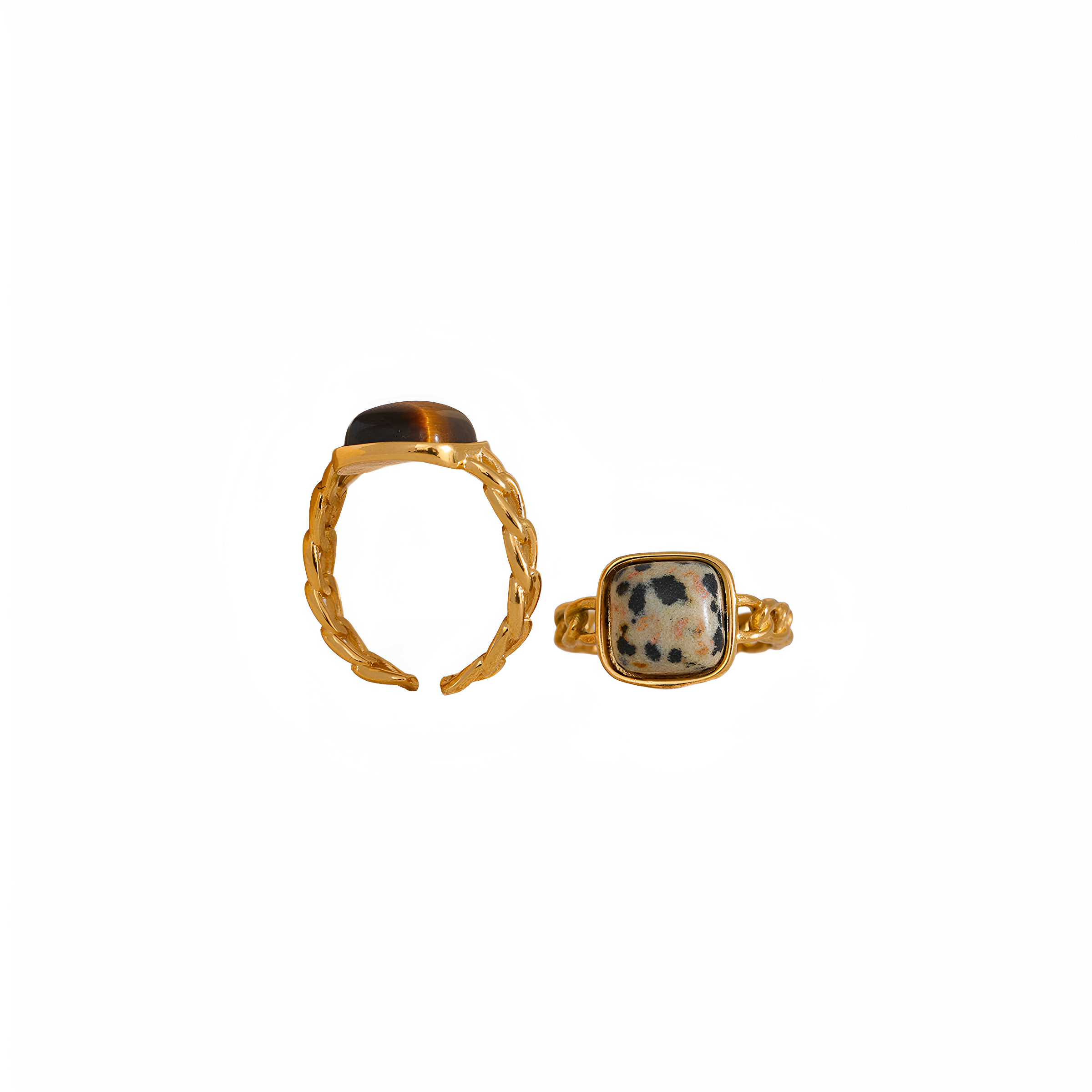 Anillo dorado Caliza con piedra natural
