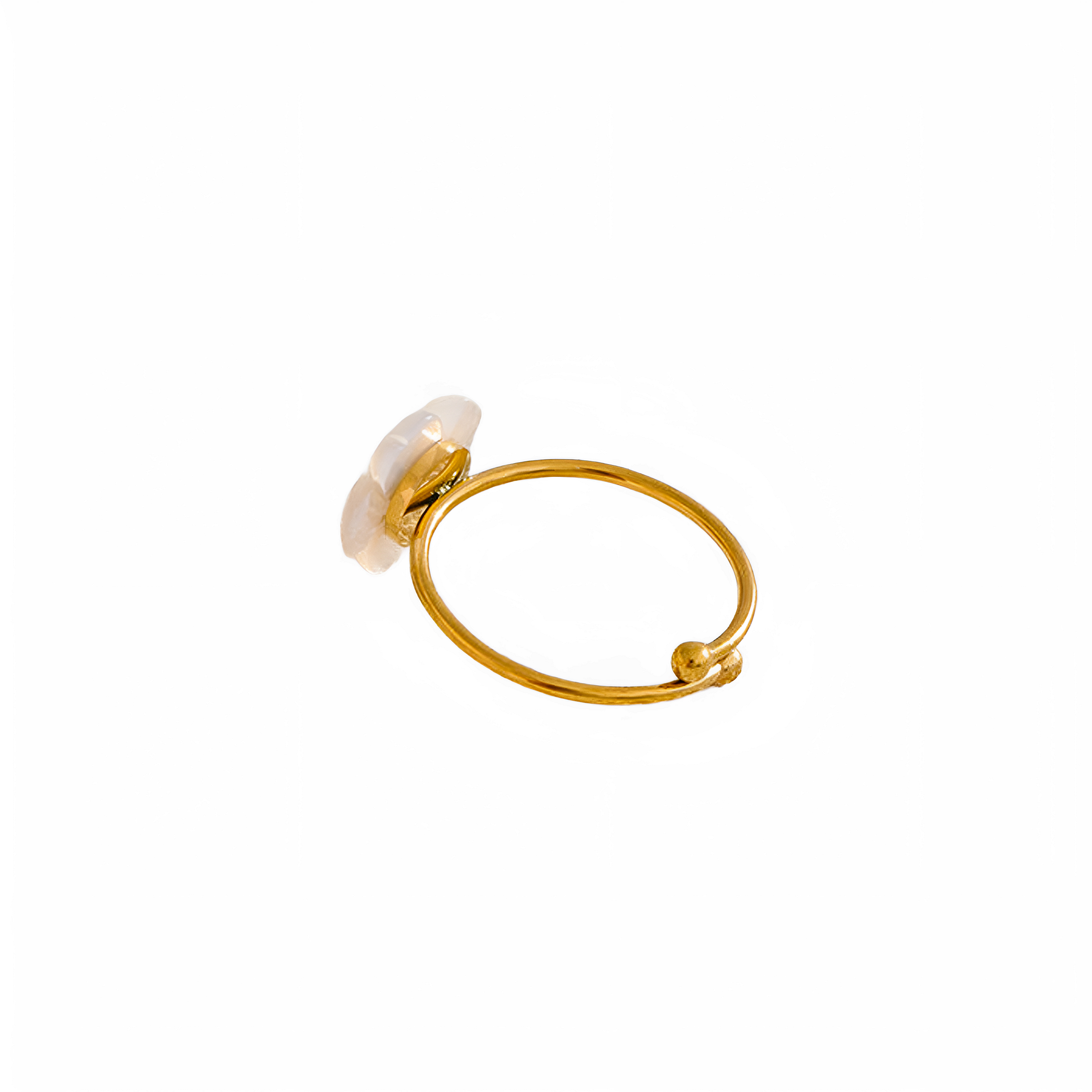 Anillo Daisy ajustable en acero inoxidable baño oro 18k