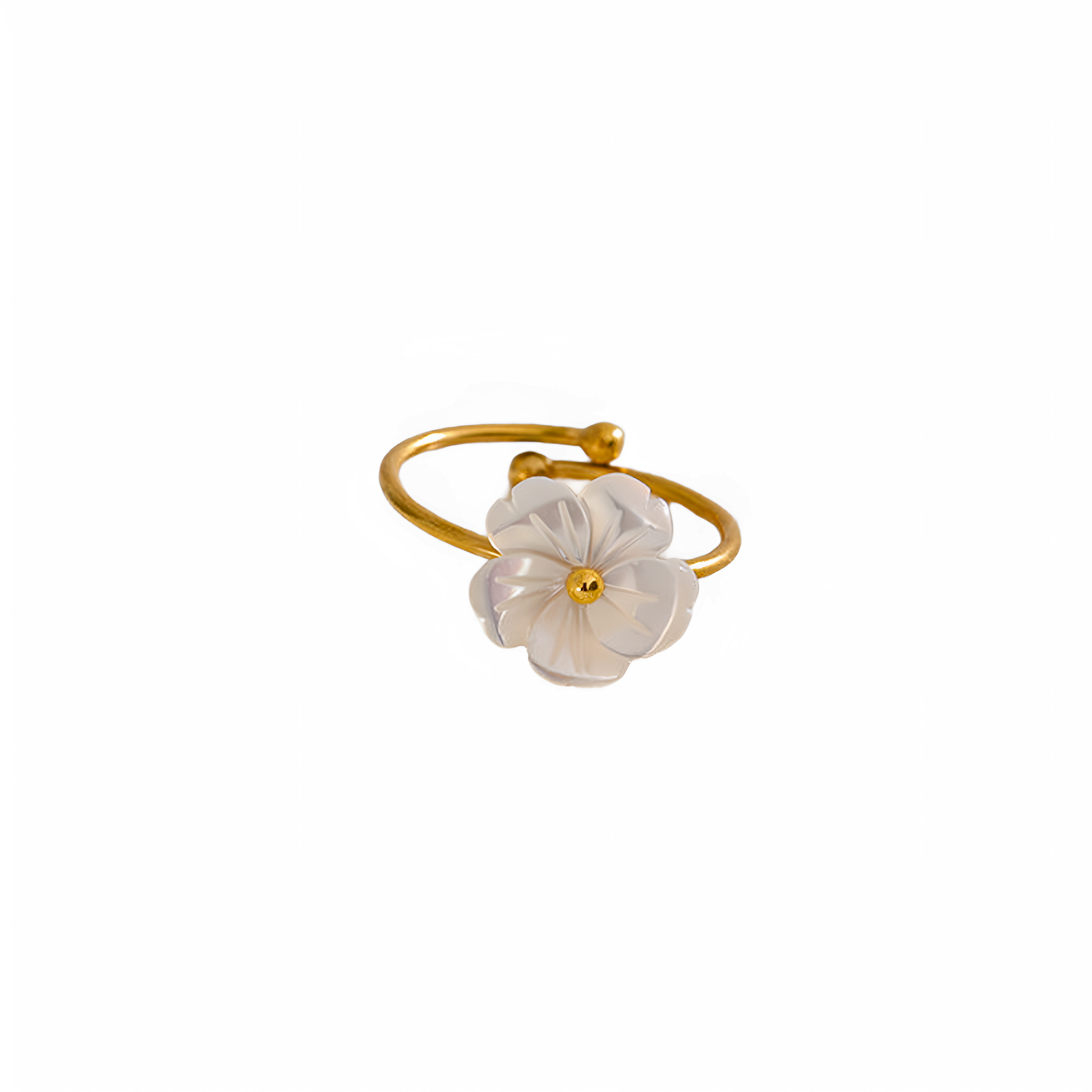 Anillo Daisy ajustable en acero inoxidable baño oro 18k