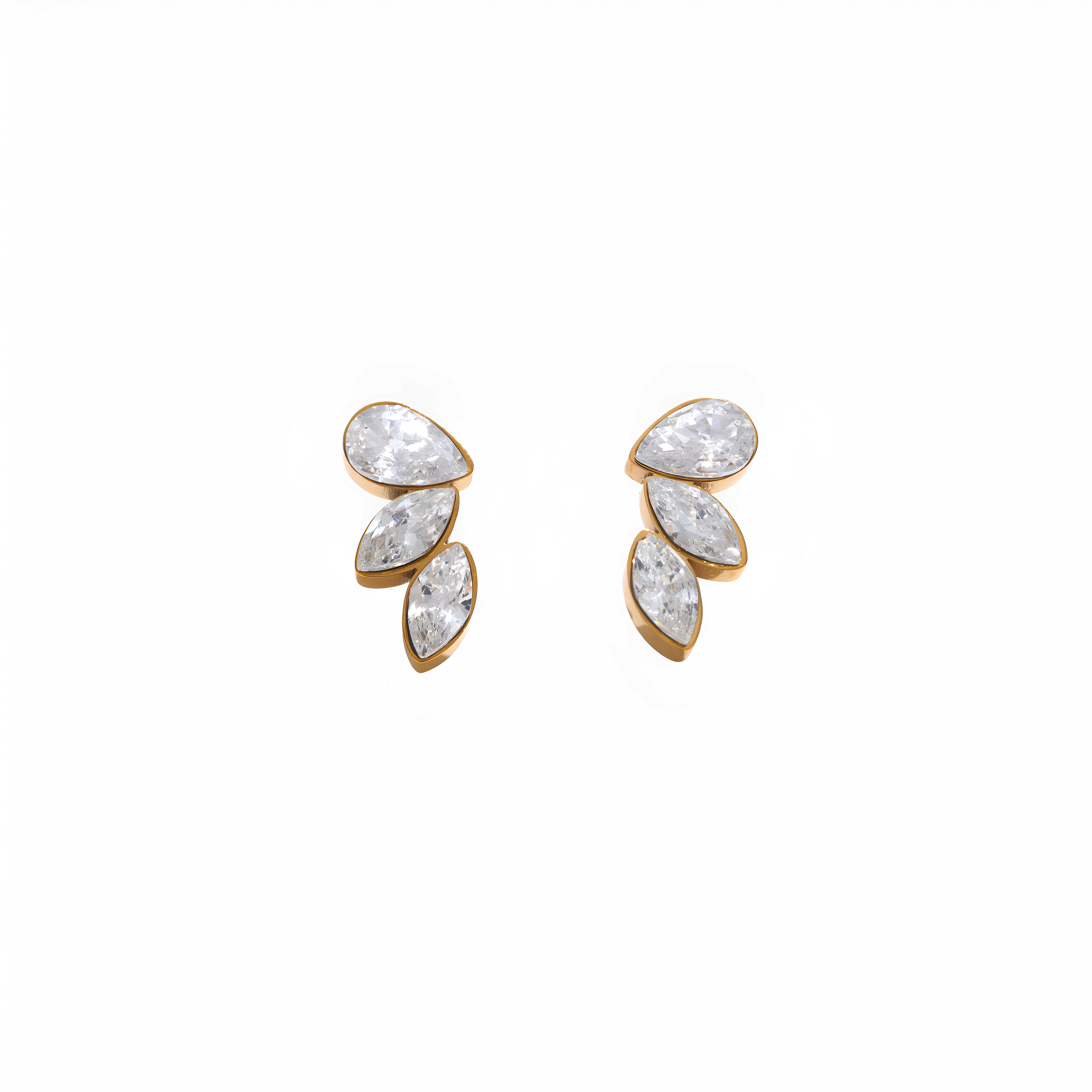 Pendientes dorados Destello con zircon en acero inoxidable oro 18k