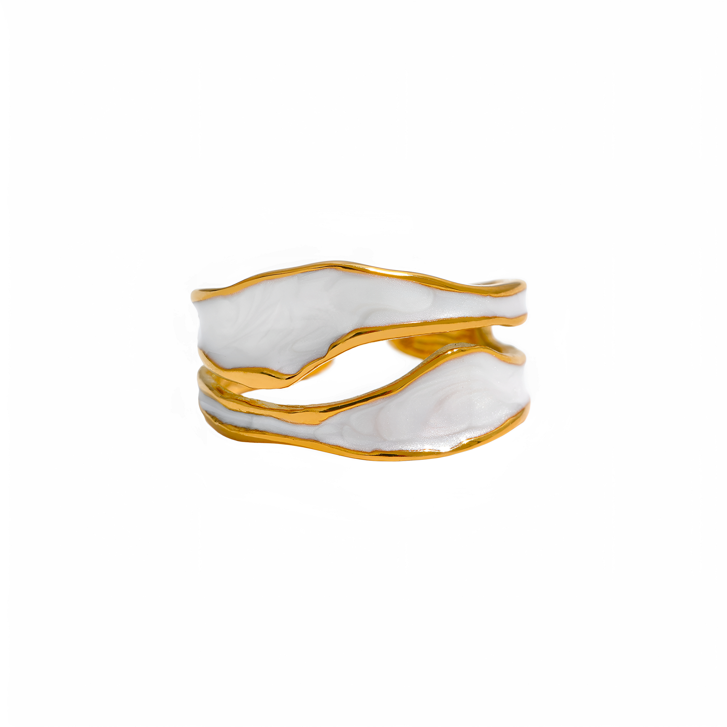 Anillo Duna ajustable en acero inoxidable oro 18k