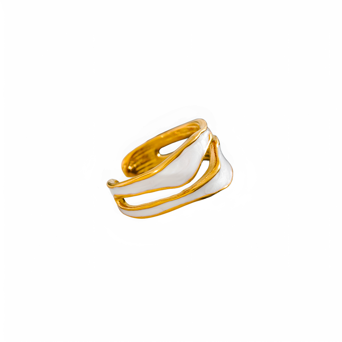 Anillo Duna ajustable en acero inoxidable oro 18k