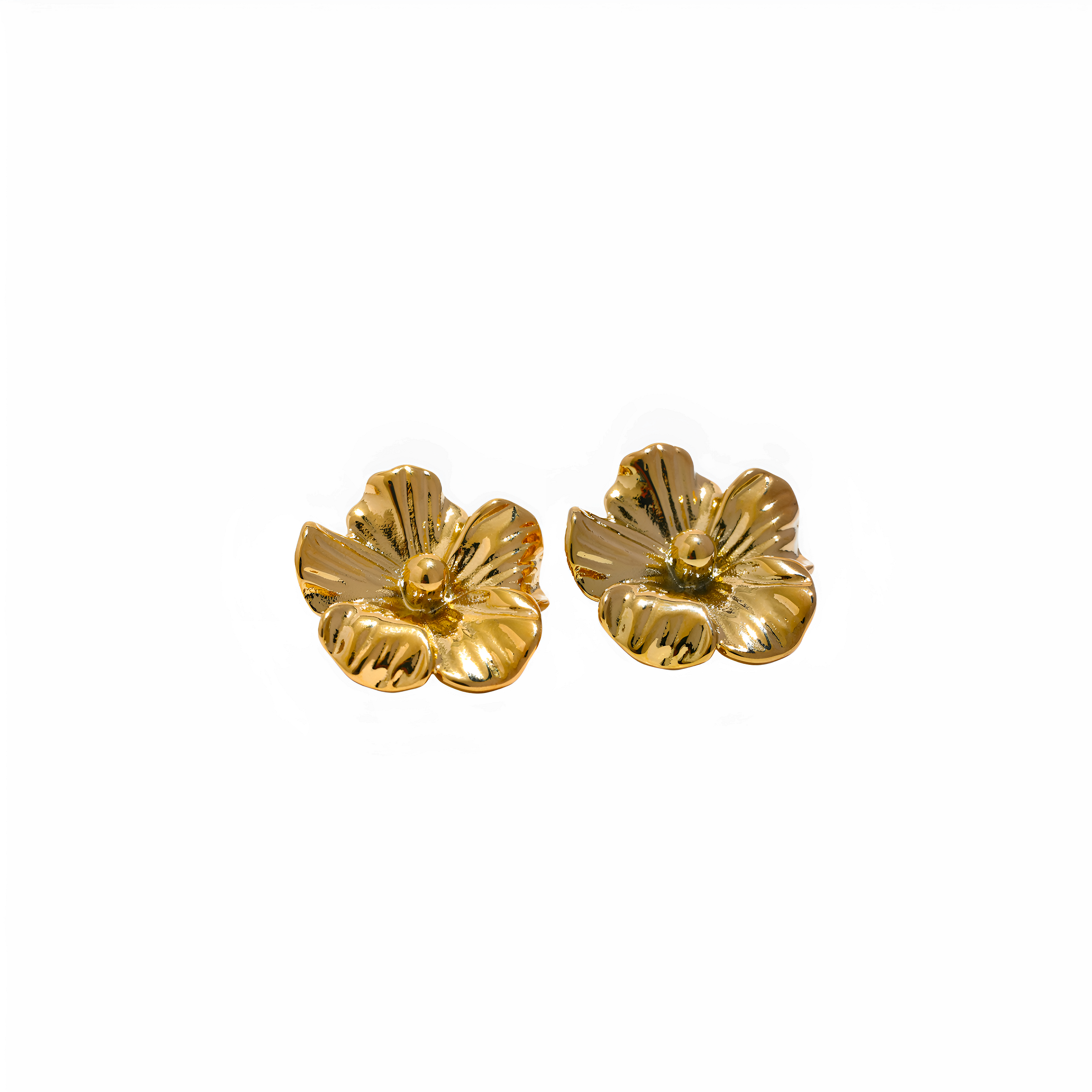 Pendientes dorados Liria diseño floral en acero inoxidable oro 18k