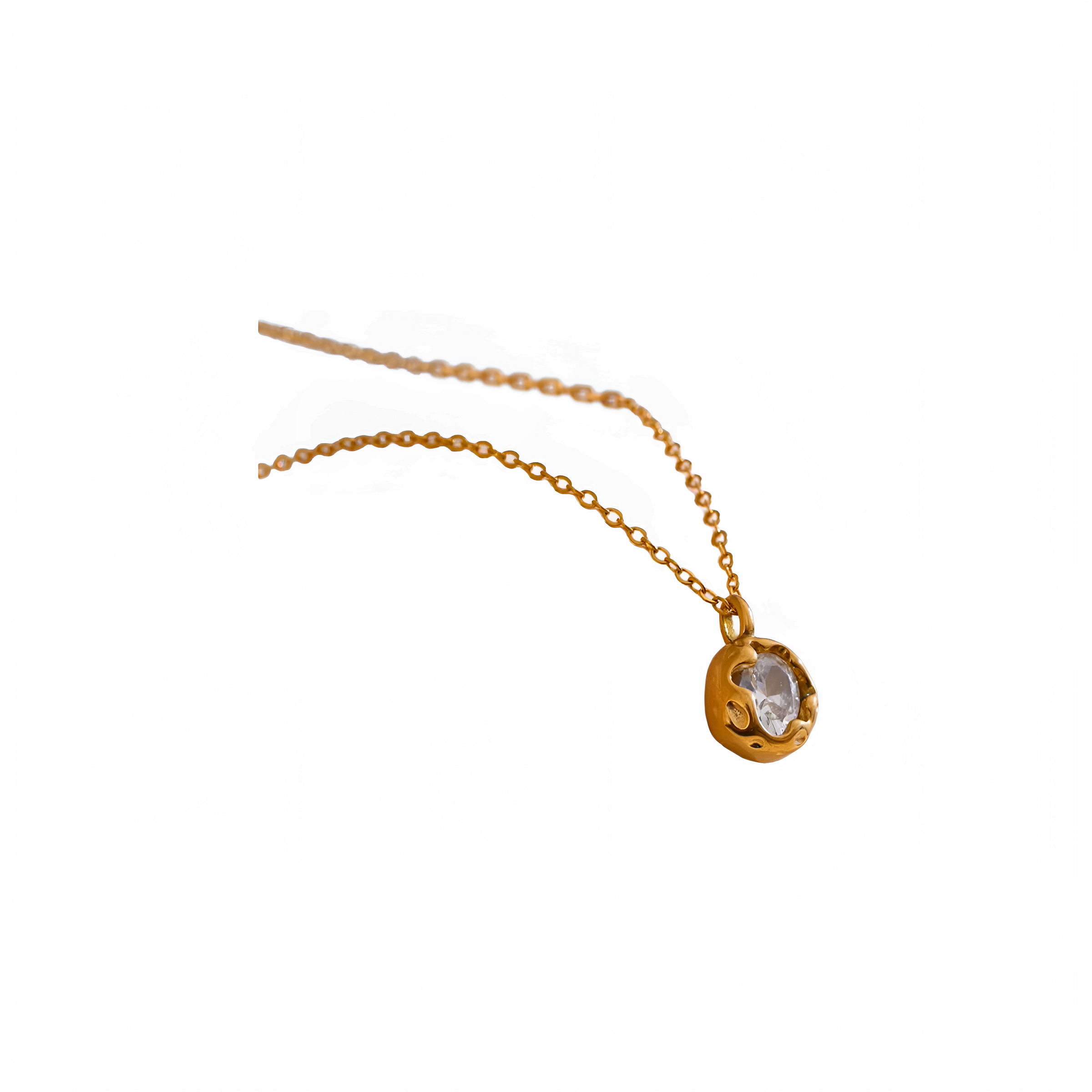Collar dorado Lume con zircon en acero inoxidable oro 18k