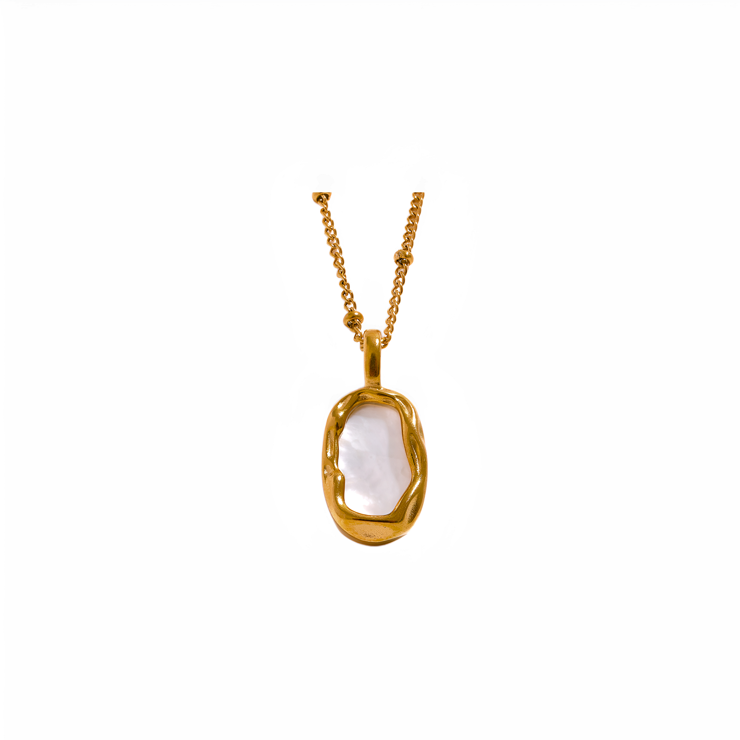 Collar dorado reversible Mabel con concha natural en acero inoxidable