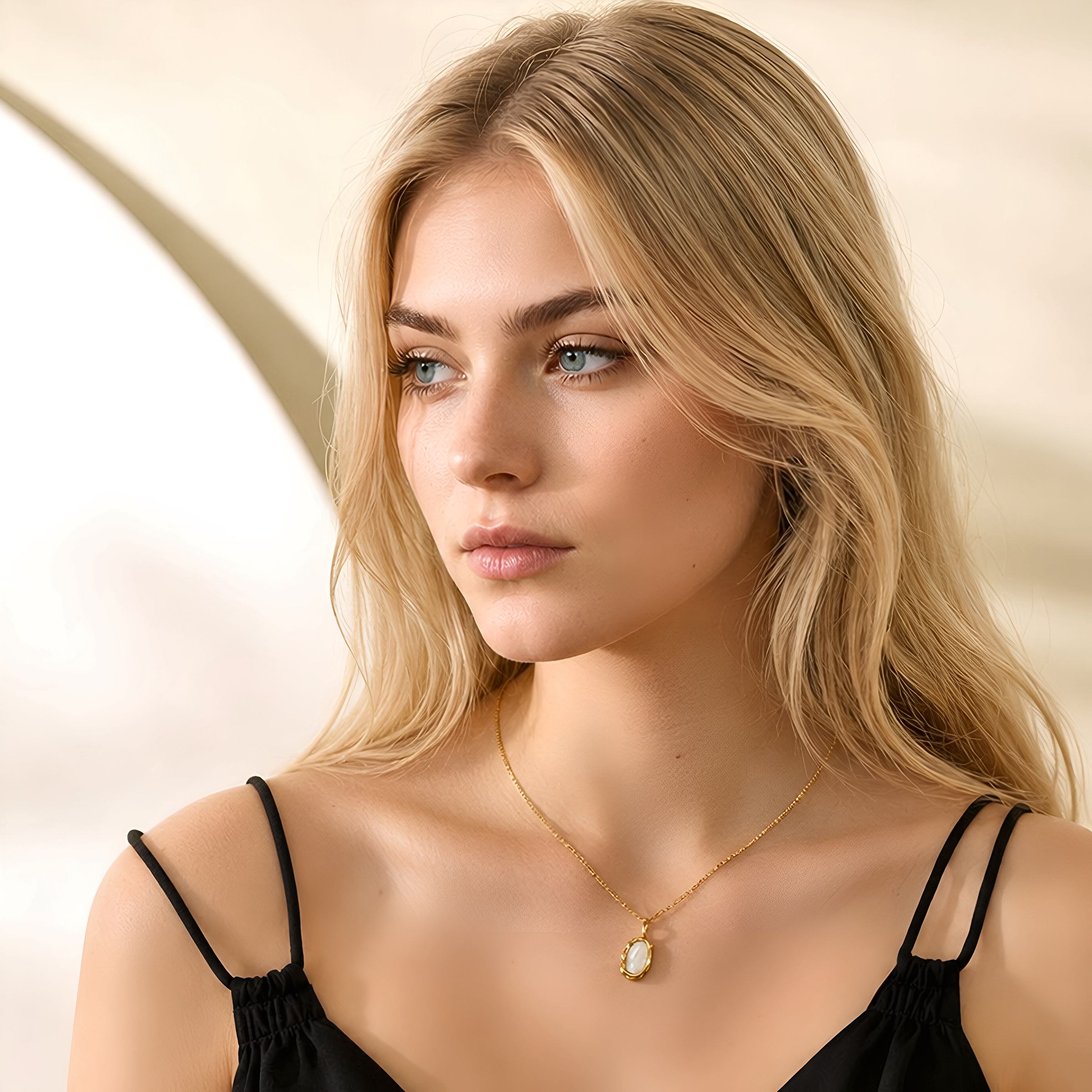 Collar dorado reversible Mabel con concha natural en acero inoxidable