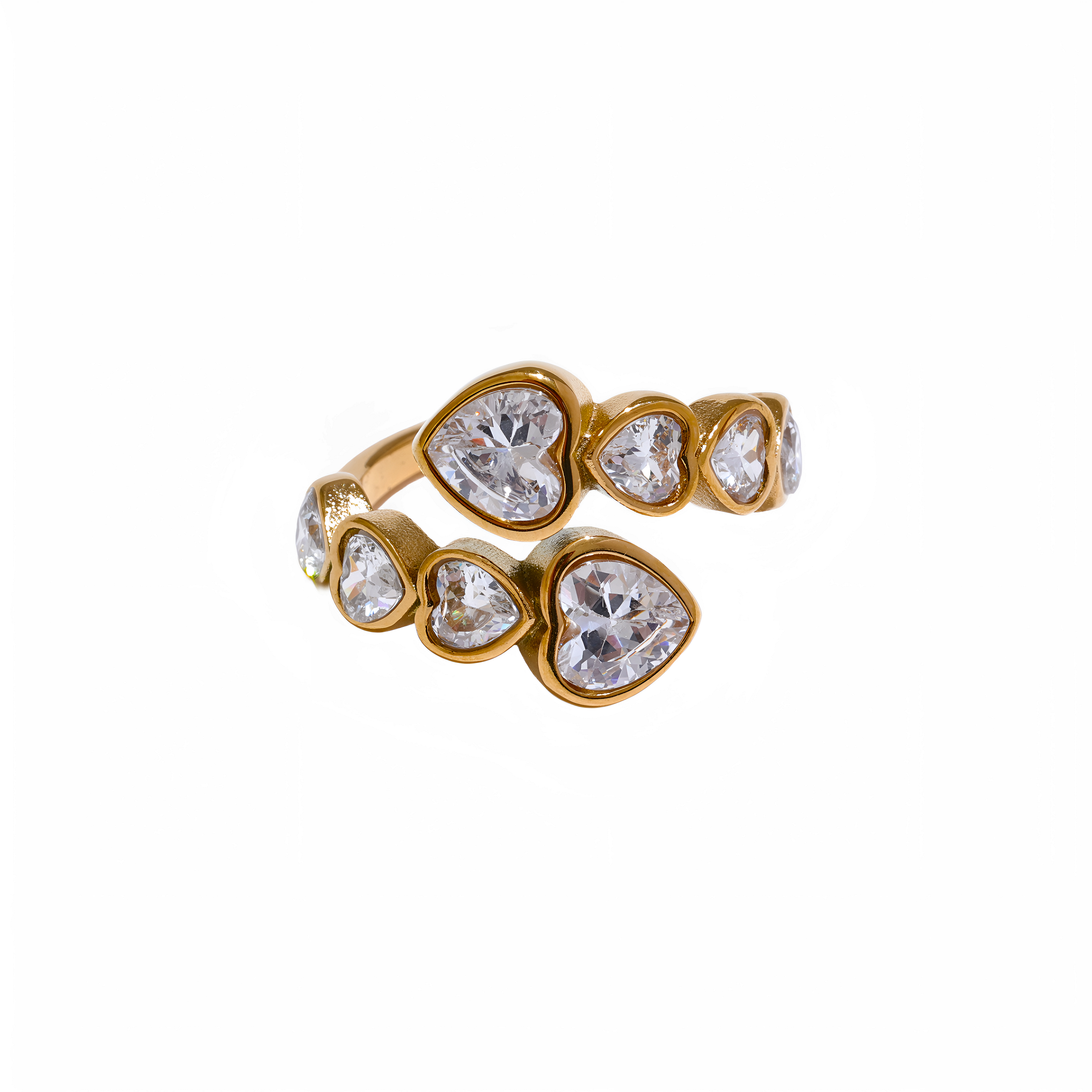 Anillo ajustable Nara en acero inoxidable con baño de oro 18k