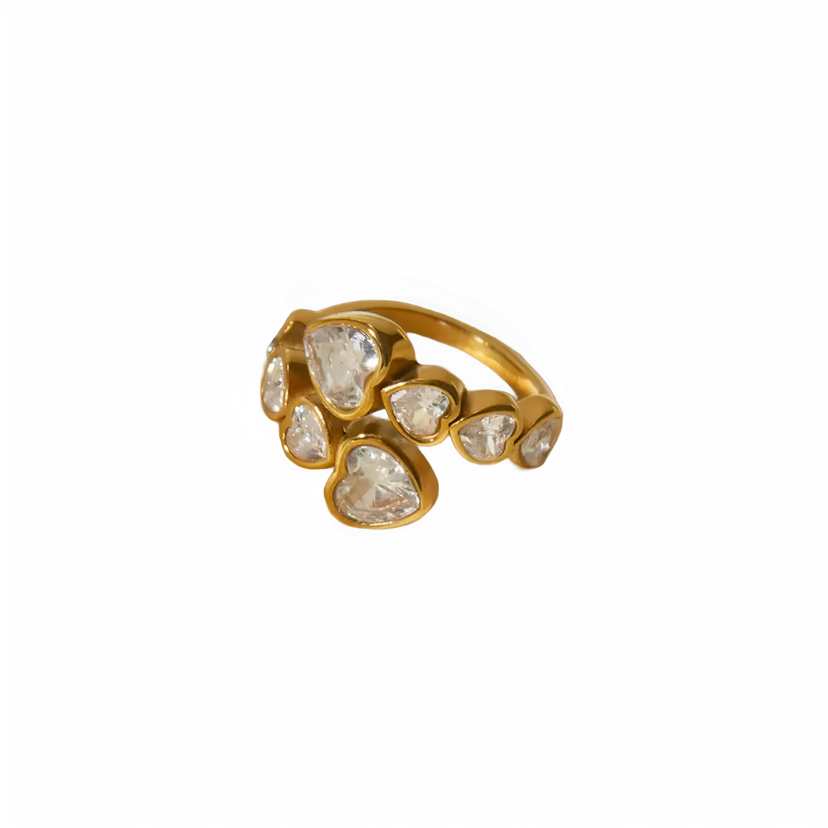 Anillo ajustable Nara en acero inoxidable con baño de oro 18k