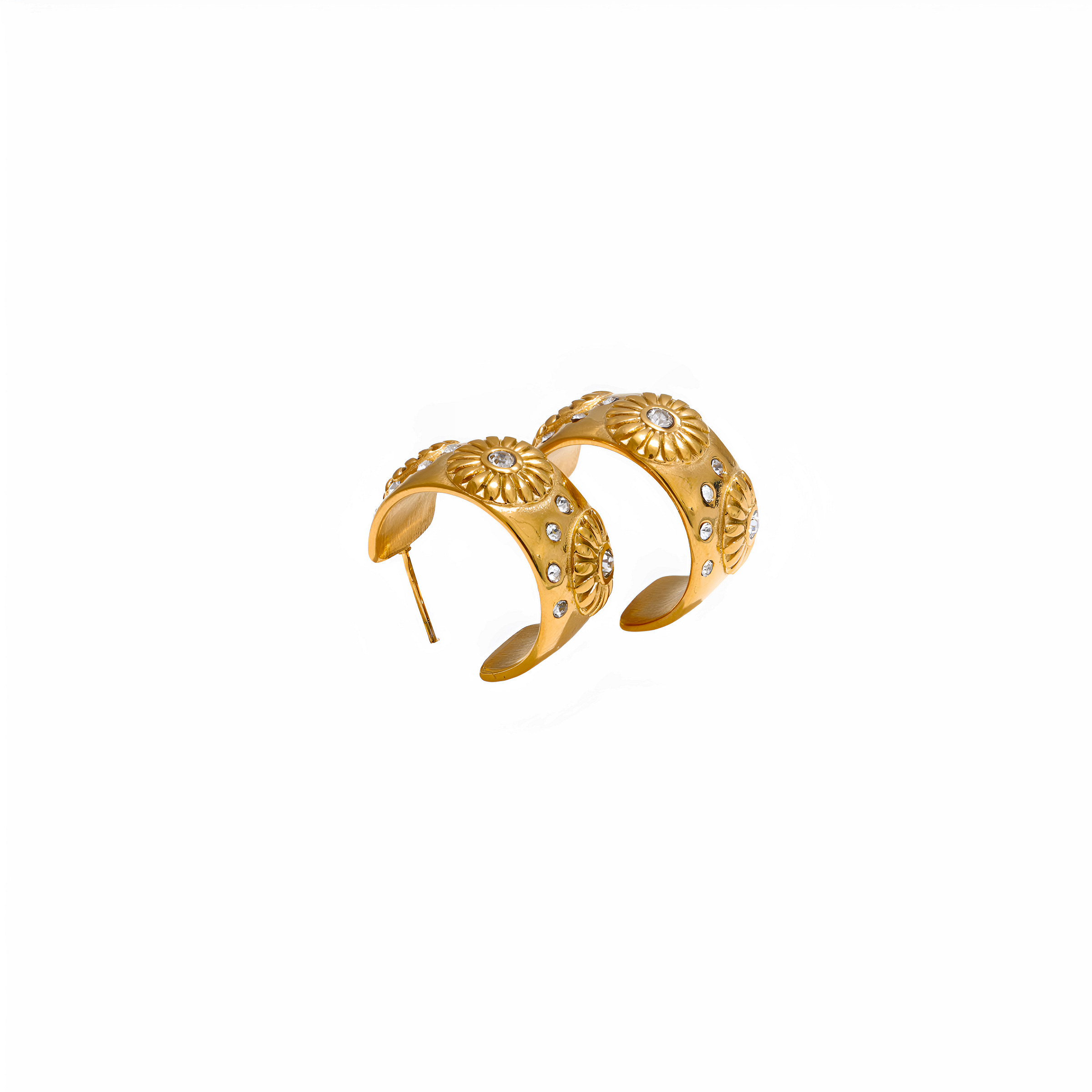 Pendientes dorados Niva con cubic zirconia en acero inoxidable