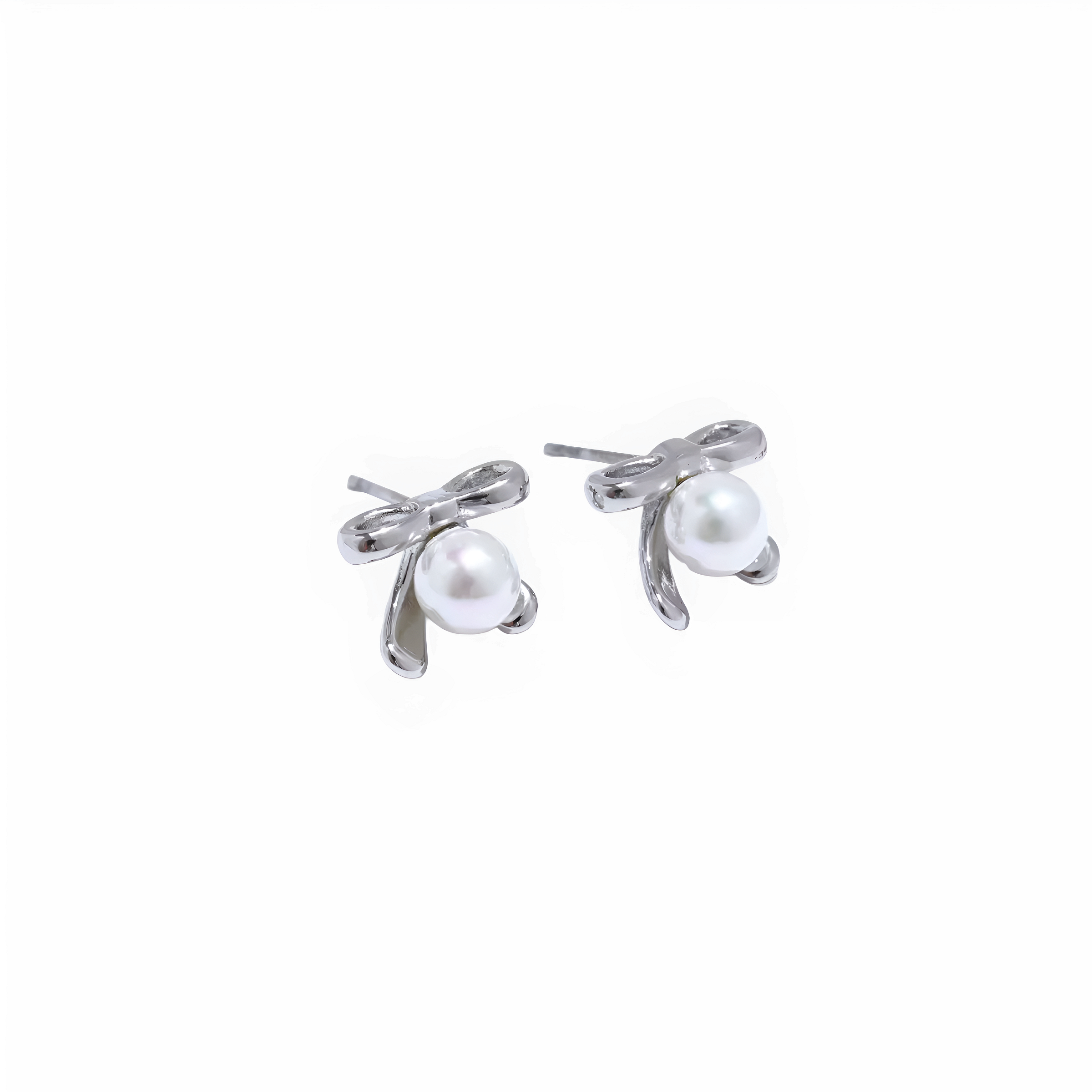 Pendientes dorados Vaela con perla de imitación en acero inoxidable